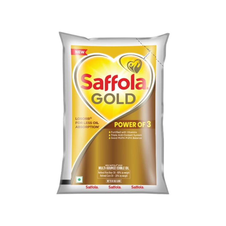 Saffola Gold Corn & Rice Bran Refined Blended Cooking Oil (1 ltr) (Aduge Enne)