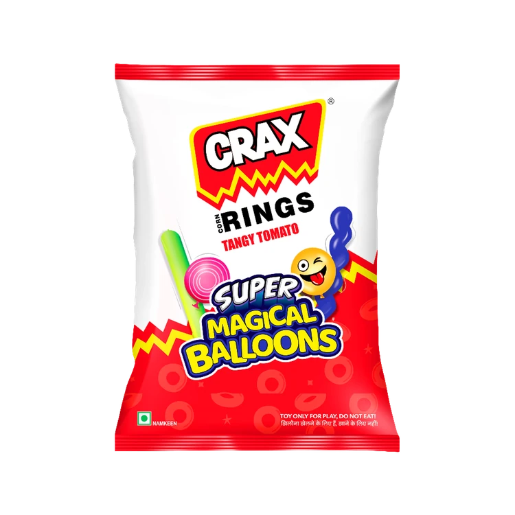 Crax Corn Rings Tangy Tomato Puffs Snacks with Super Toys