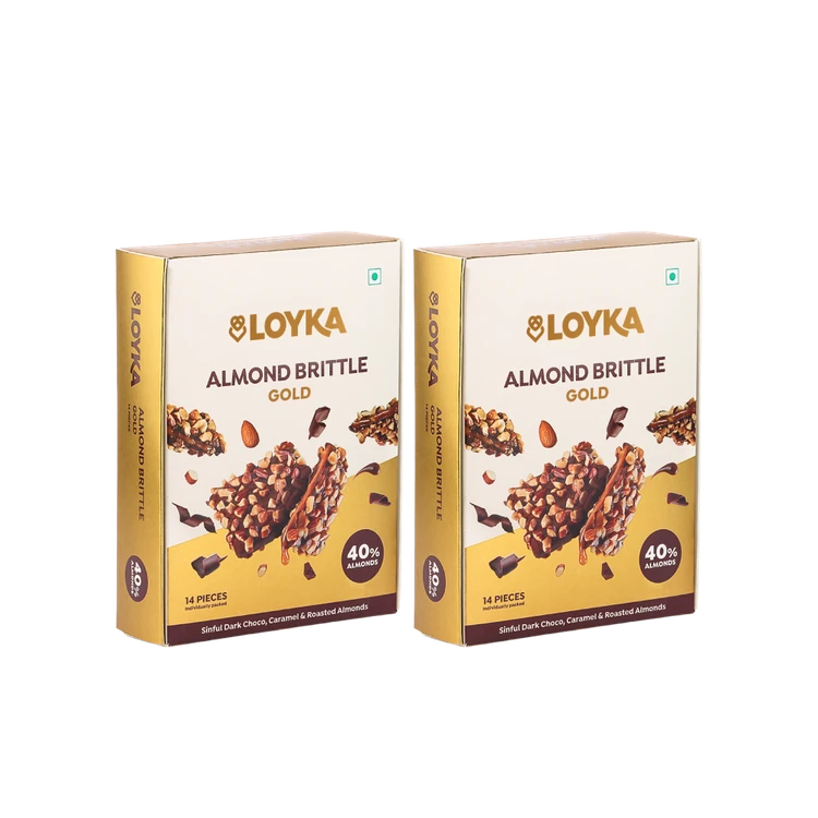 Loyka Almond Brittle Gold Dark Dark Chocolate Pack - Pack of 2