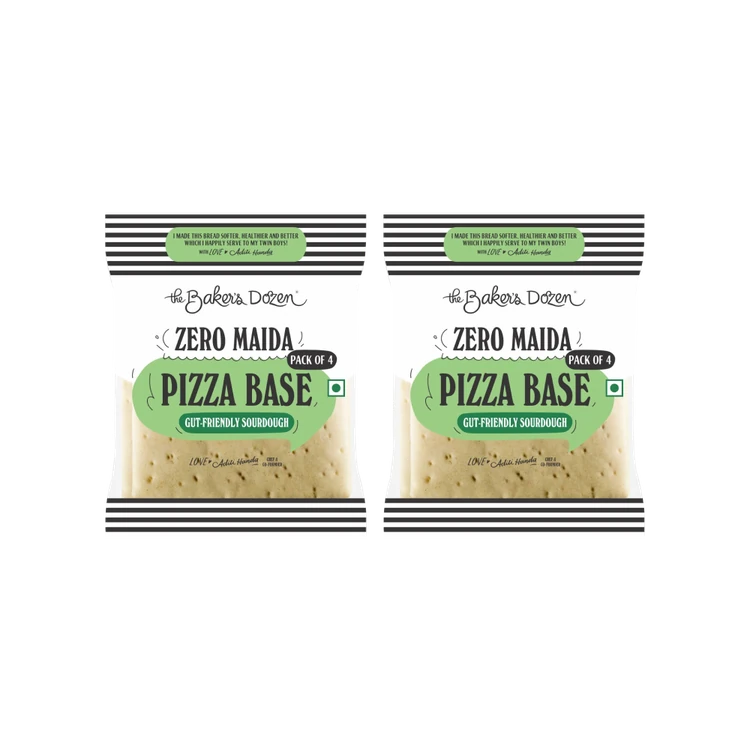 The Baker's Dozen Zero Maida Pizza Base Sourdough Bread, Whole Wheat - Pack of 2