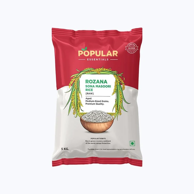 Popular Essentials Rozana Raw Sonamasuri Rice (Medium Grain) (Sonamasuri Akki)