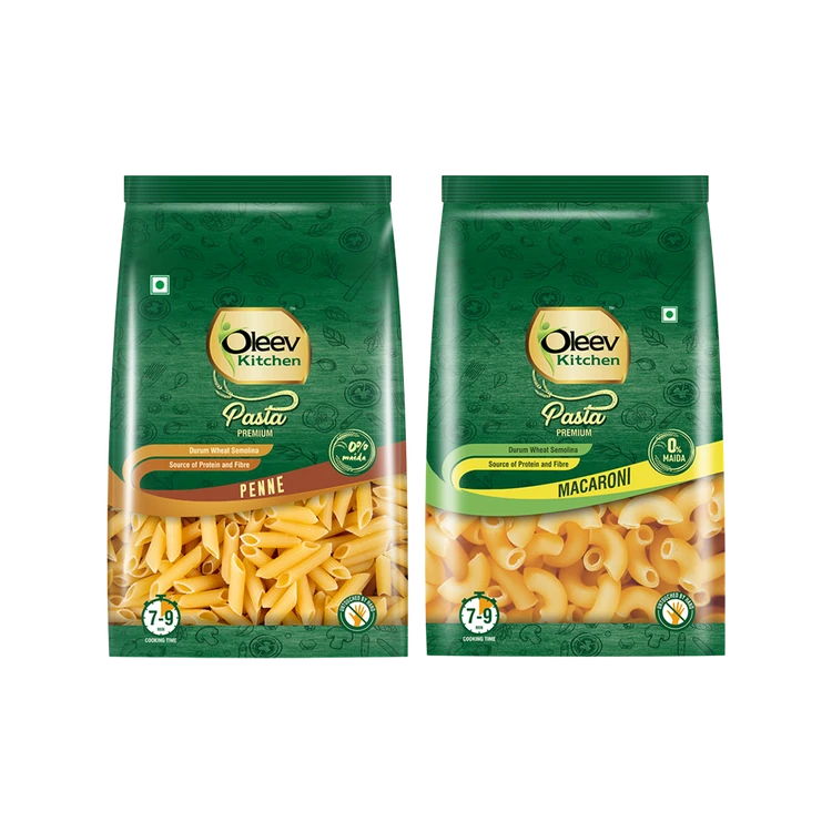 Oleev Kitchen No Maida Penne Durum Wheat Pasta +  No Maida Durum Wheat Macaroni Combo