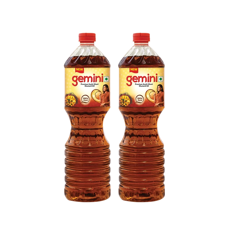 Gemini Premium Kachi Ghani Mustard Oil - Pack of 2 (Sasive Enne)