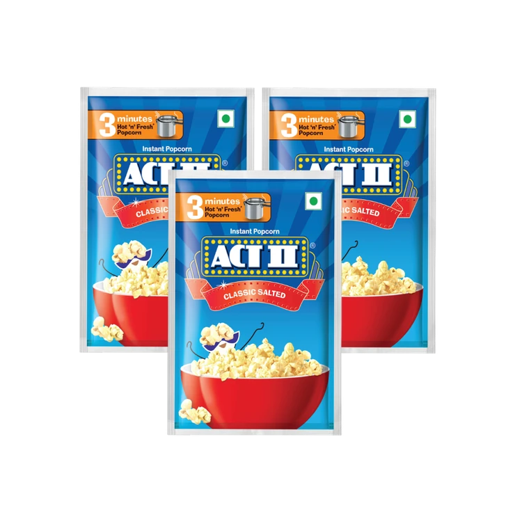 Act II Classic Salted Popcorn - Instant - 5 g Free - Pack of 3