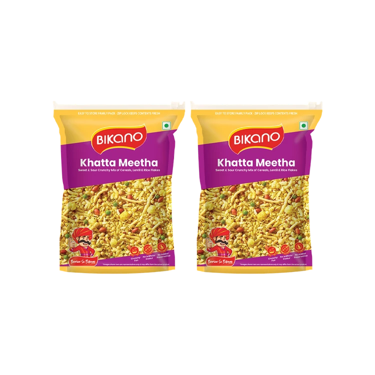 Bikano Khatta Meetha Mixture Namkeen - Pack of 2