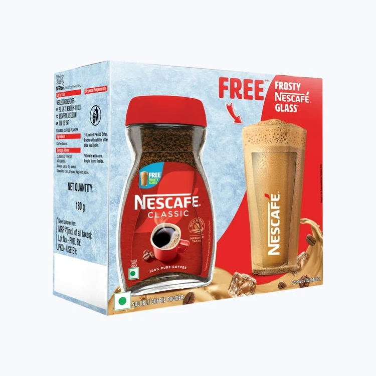 Nescafe Classic Instant Coffee Powder - Free Frosty Cafe Glass