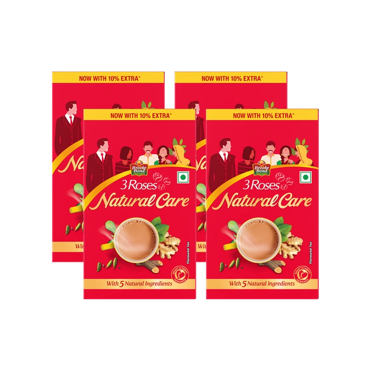 Brooke Bond 3 Roses Natural Care Tea - Pack of 4