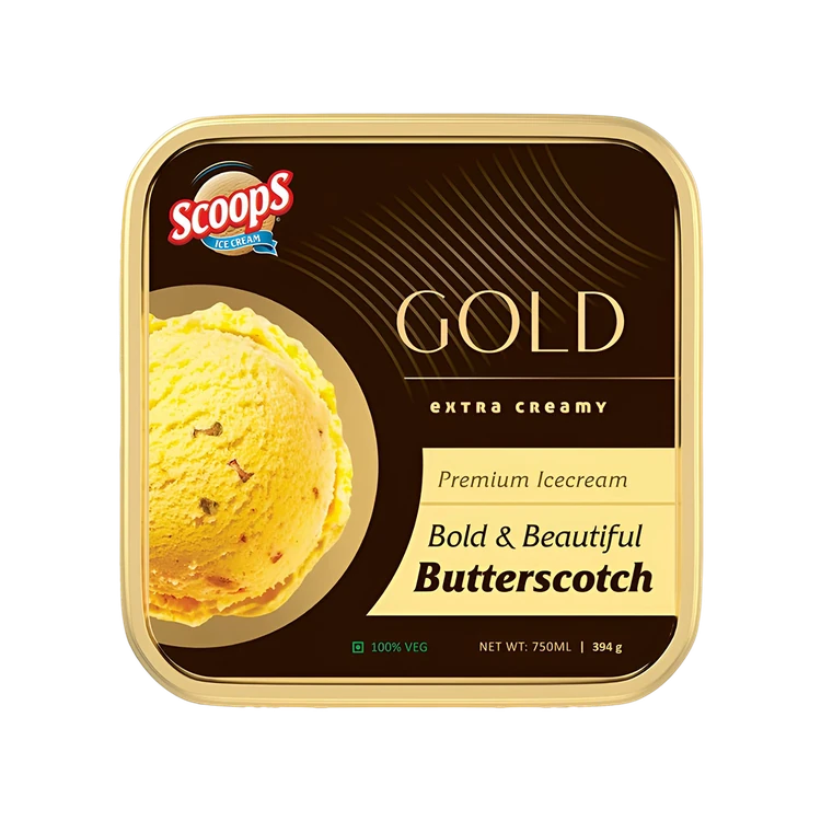Scoops Ice Cream Gold Butterscotch Ice Cream Tub