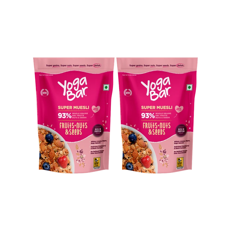 Yoga Bar Fruits + Nuts & Seeds Muesli - Pack of 2