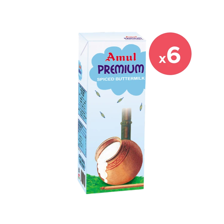 Amul Premium Spiced Salted Buttermilk - Pack of 6