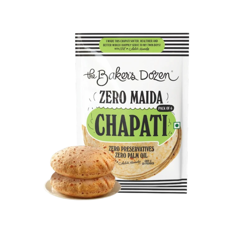The Baker's Dozen Zero Maida Ready to Cook Chapati, Whole Wheat