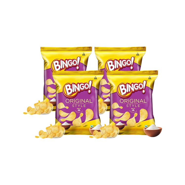 Bingo Original Style Salt Potato Chips - Pack of 4