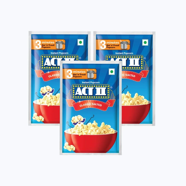 Act II Classic Salted Popcorn - Instant - 5 g Free - Pack of 3