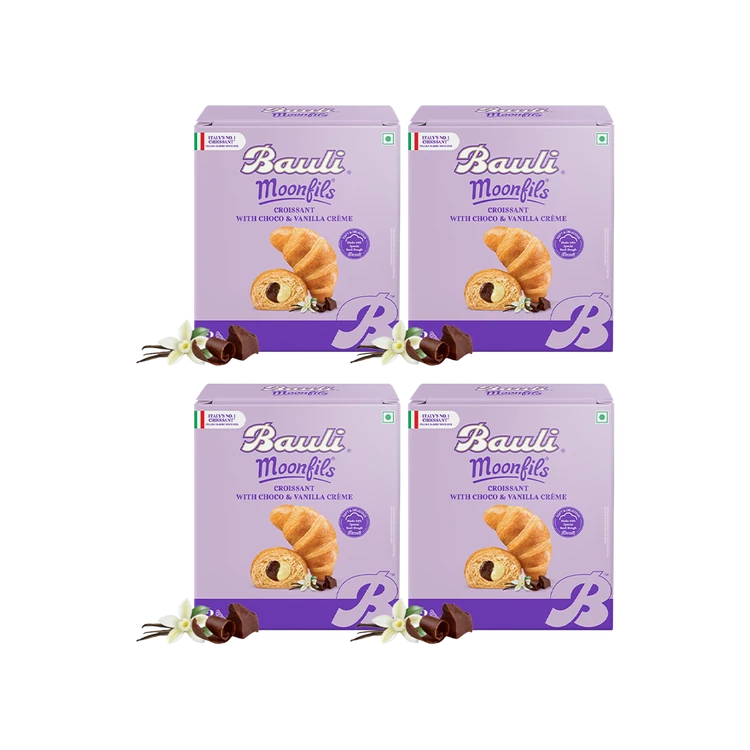 Bauli Moonfils Choco & Vanilla Twin Crème Soft Croissant (Eggless) - Pack of 4