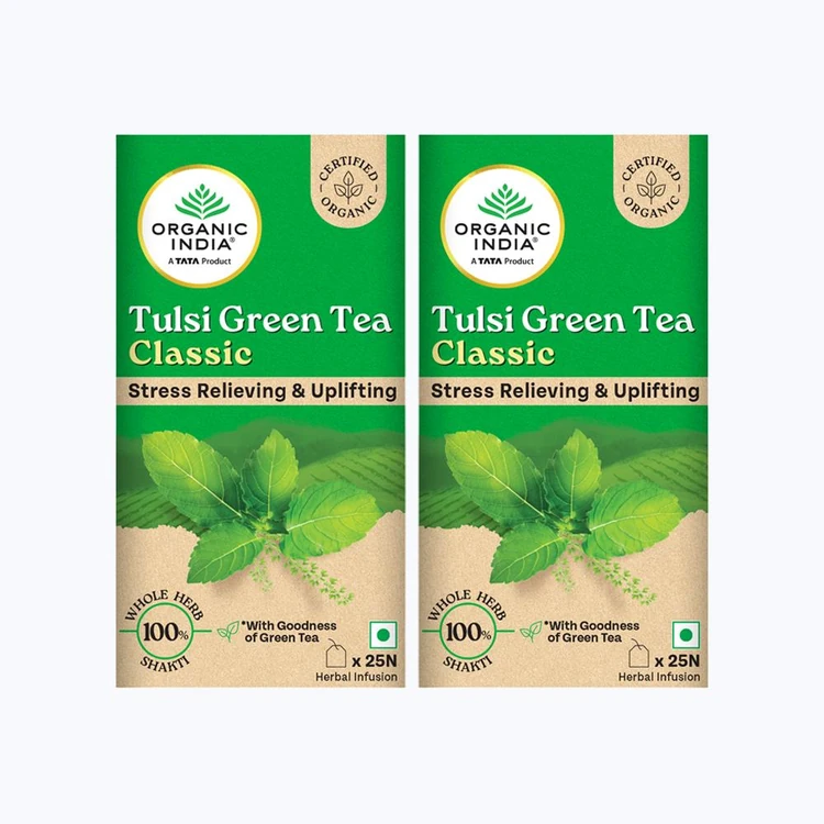 Organic India Tulsi Classic Green Tea Bags - Pack of 2