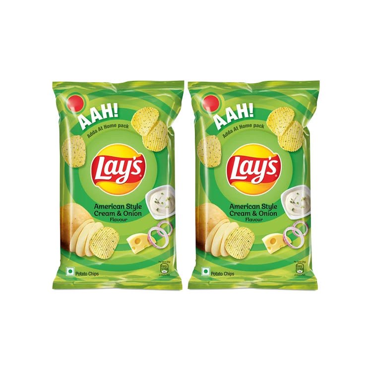 Lay's American Style Cream & Onion Flavour Potato Chips - Pack of 2