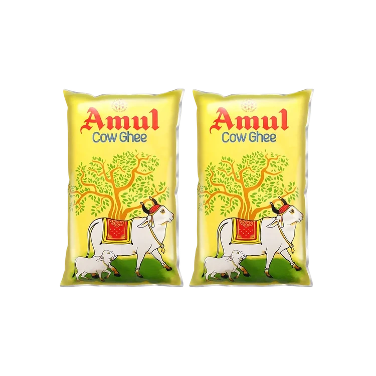Amul Cow Ghee (Pouch) - Pack of 2 (Hasuvina Tuppa)
