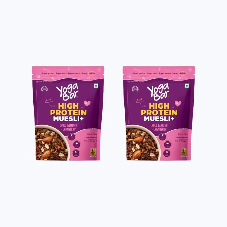 Yoga Bar High Protein Muesli Choco Almond & Cranberry with Probiotics - Pack of 2