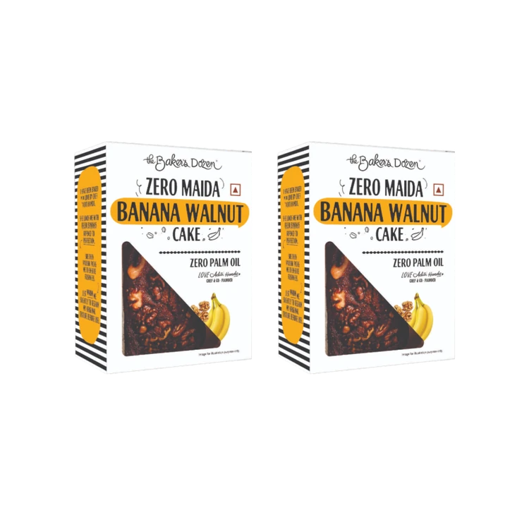 The Baker's Dozen Zero Maida Banana Walnut Pound Cake, Whole Wheat - Pack of 2