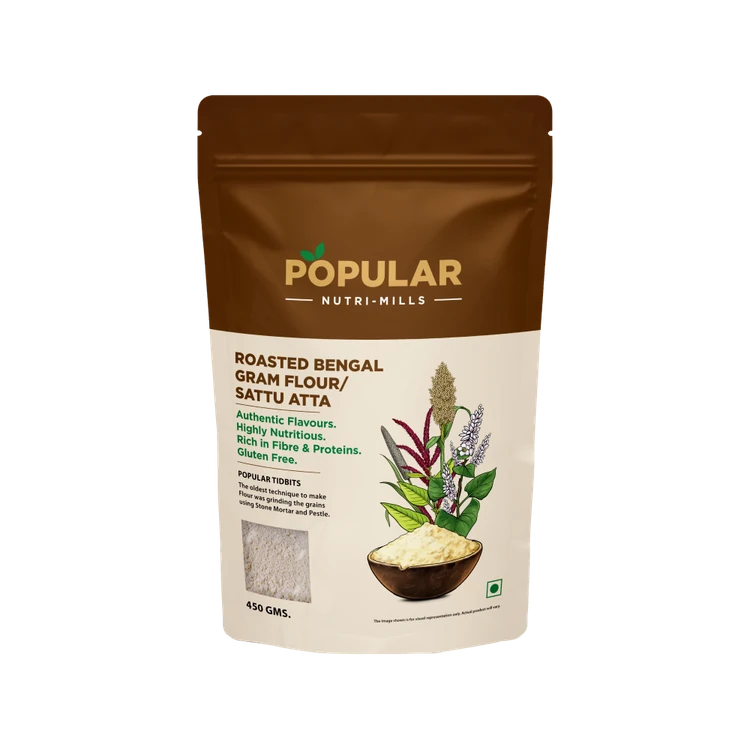 Popular Essentials Nutri Mills Roasted Bengal Gram Flour / Sattu Atta (Sattu Hittu)