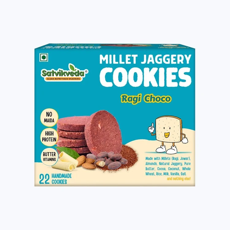 Satvikveda Ragi Chocolate Cookies Millet Biscuit