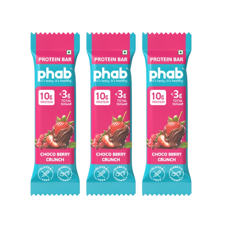 Phab 10g Protein Choco Berry Crunch Protein Bar - Pack of 3