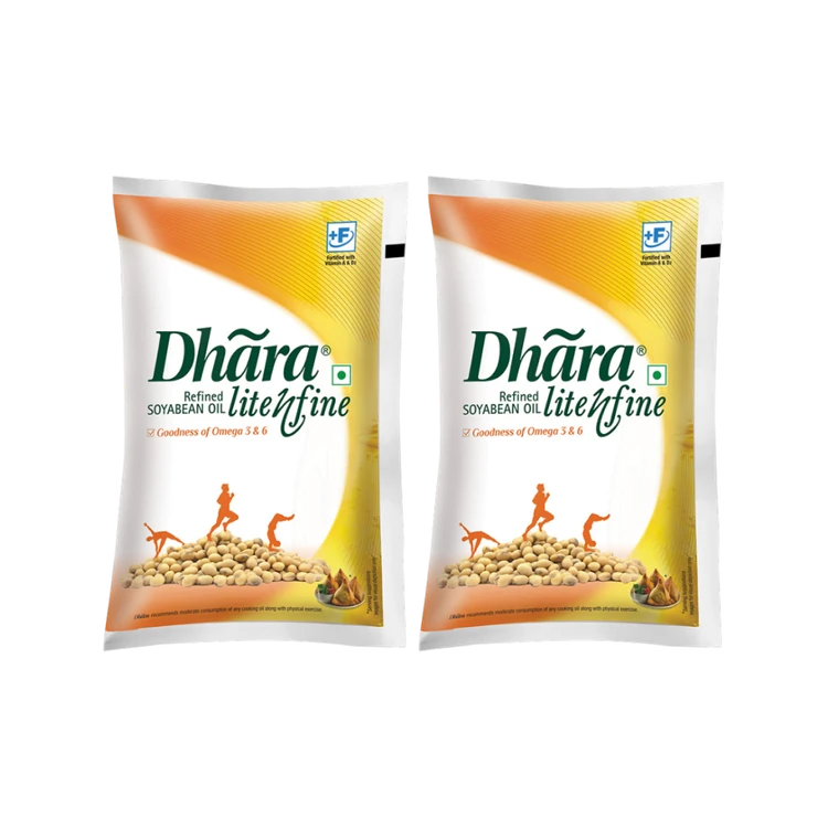 Dhara Lite N Fine Refined Soyabean Oil - Pack of 2 (Soyabean Enne)