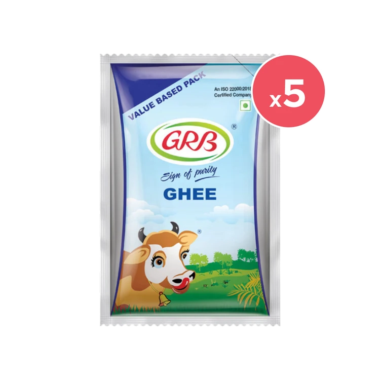 GRB Desi Cow Ghee (10 ml) - Pack of 5 (Hasuvina Tuppa)