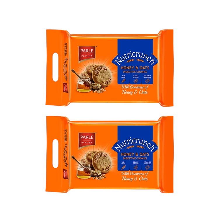 Parle Platina Nutricrunch Honey & Oats Cookies (6PackX100g) - Pack of 2