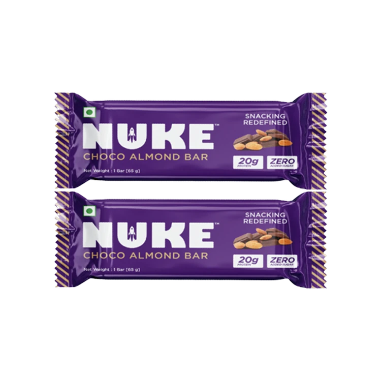 Nuke Choco Almond Protein Bar - 65 g - Pack of 2