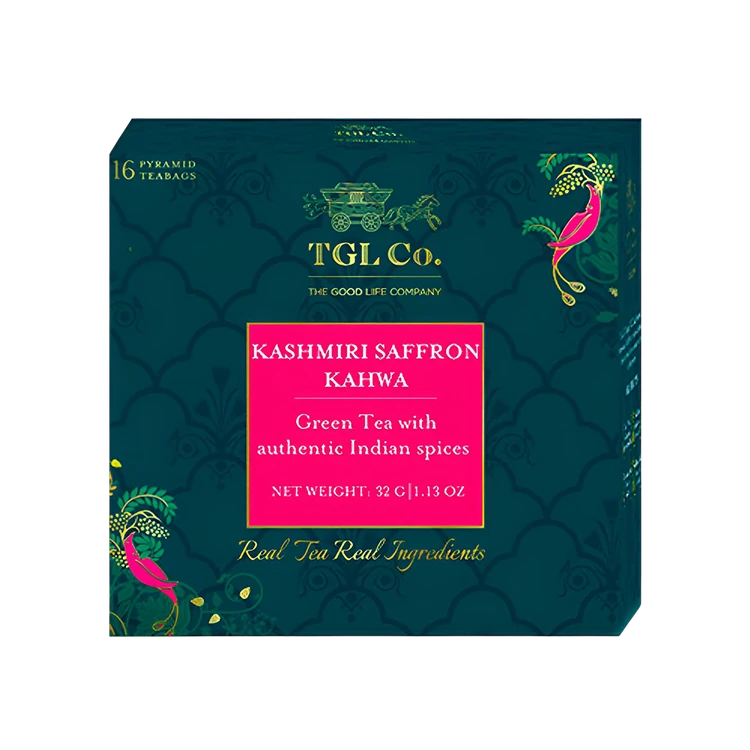 TGL Co. Kashmiri Saffron Kahwa Flavoured Green Tea Bags - Pack of 2