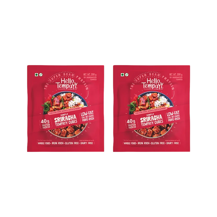 Hello Tempayy 40g Protein Sriracha Tempeh Cubes - Pack of 2