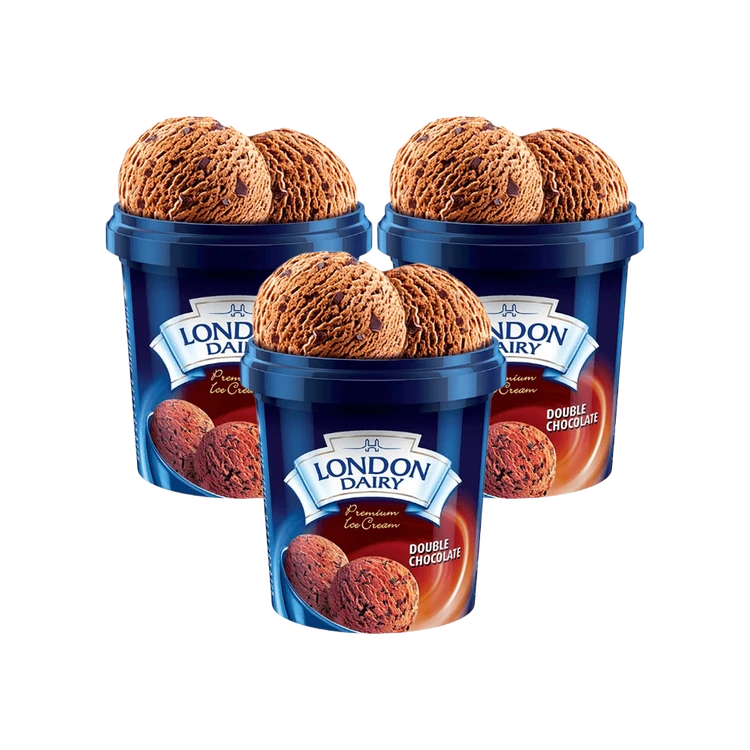 London Dairy Double Chocolate Ice Cream Cup - Pack of 3