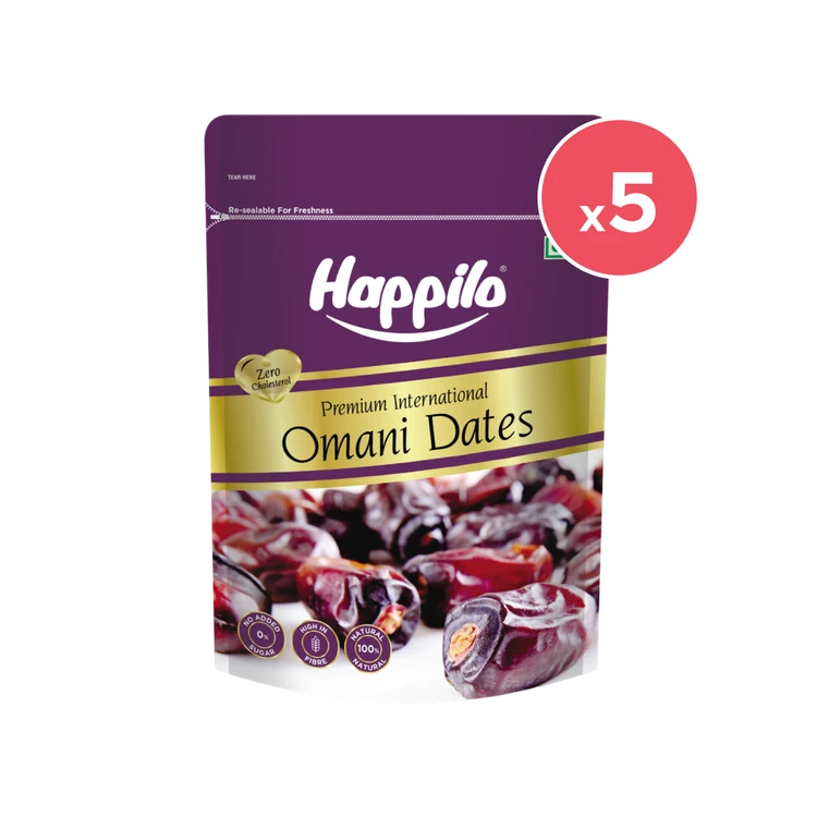 Happilo Premium Omani Dates - Pack of 5 (Kharjura)