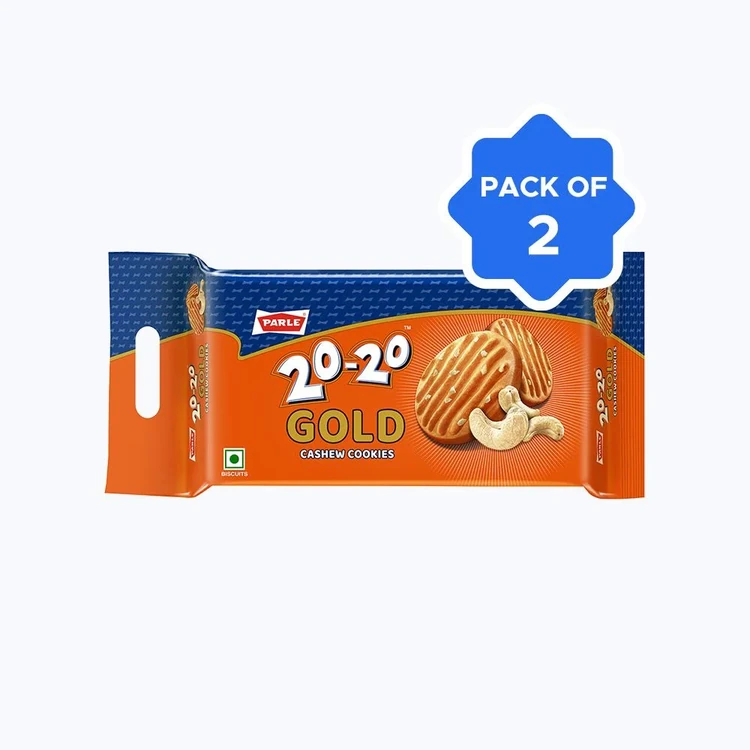 Parle 20-20 Gold Cashew Cookies - Pack of 2