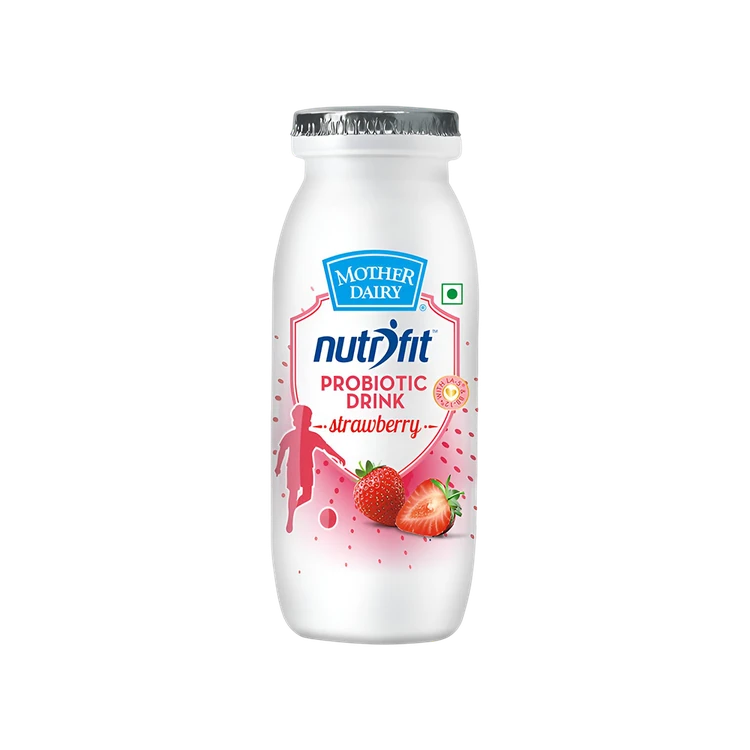 Mother Dairy Nutri Fit Probiotic Drink Strawberry Lassi
