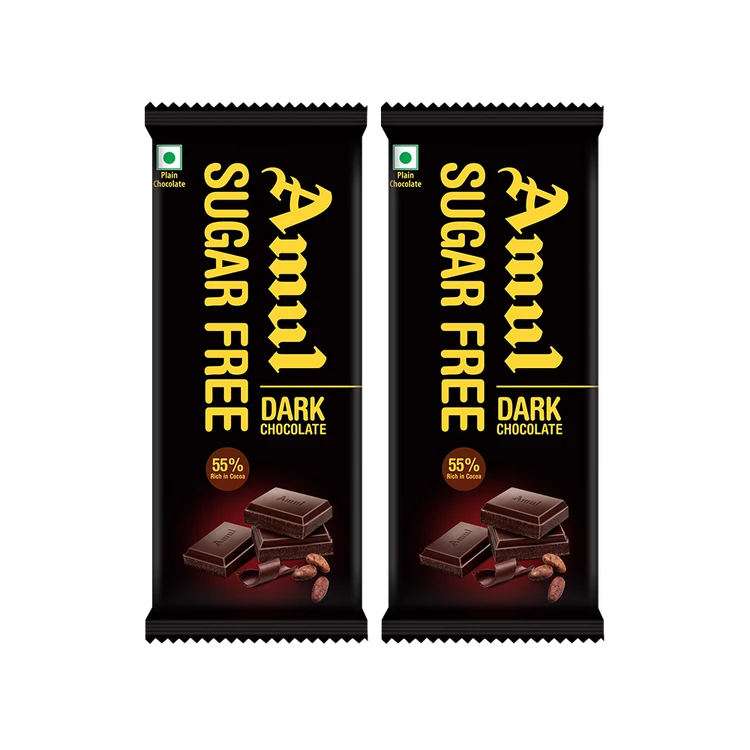 Amul Dark Chocolate Bar (No Added Sugar) - Pack of 2