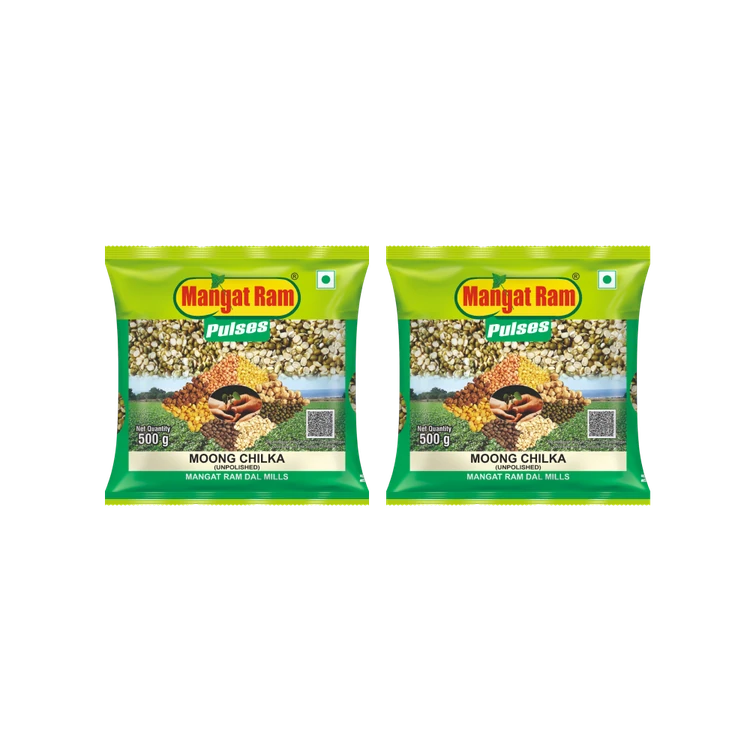 Mangat Ram Unpolished Moong Dal (Chilka) - Pack of 2 (Hesaru Kalu)