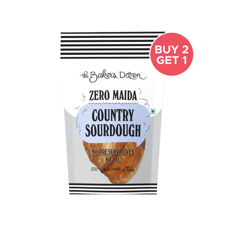 The Baker's Dozen Zero Maida Whole Wheat Country Sourdough Bread - Buy 2 Get 1 Free