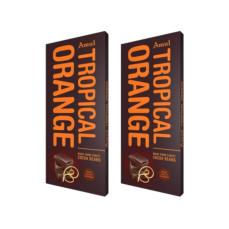 Amul Tropical Orange Dark Chocolate Bar - Pack of 2