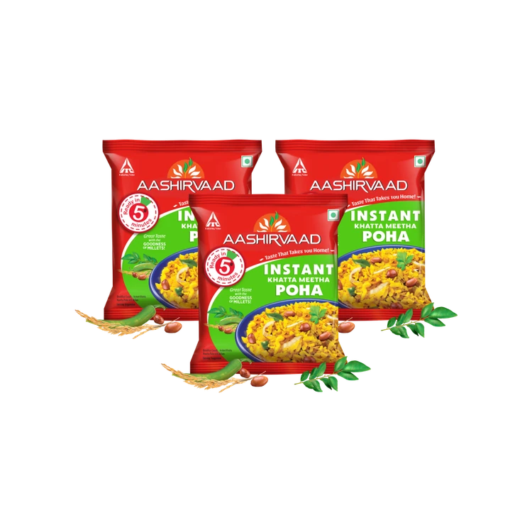 Aashirvaad Instant Khatta Meetha Poha Ready to Eat - Pack of 3