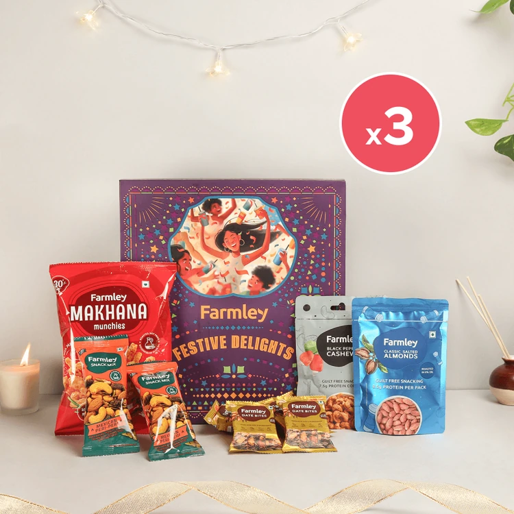 Farmley Festive Delights Dry Fruits Gift Pack - Pack of 3 (Dry Fruits Udugore Pack)