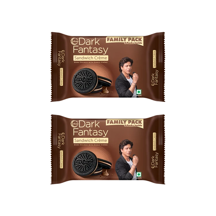 Sunfeast Dark Fantasy Chocolate Sandwich Cream Biscuits - Pack of 2