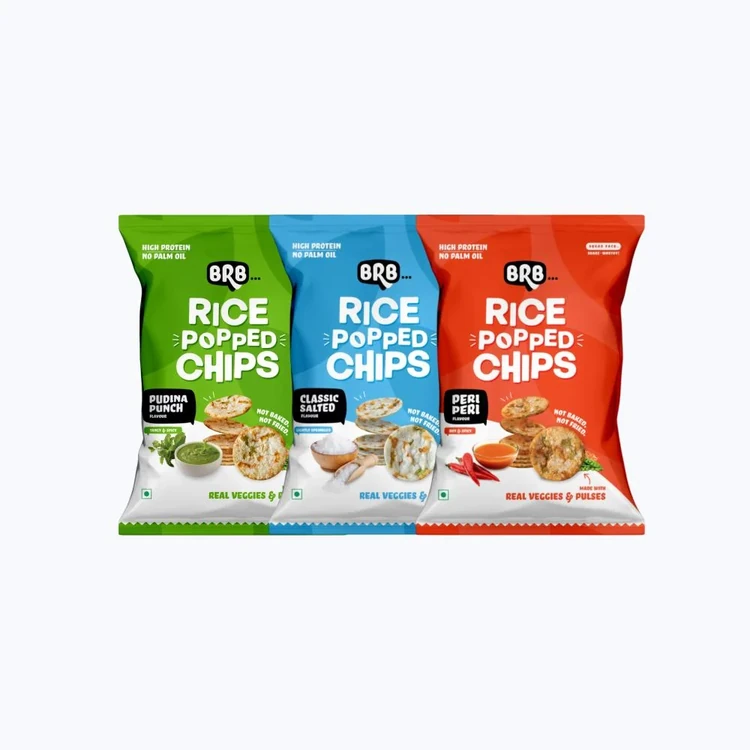 BRB Peri Peri Rice Popped Chips + BRB Pudina Punch Rice Popped Chips + BRB Classic Salted Rice Popped Chips Combo
