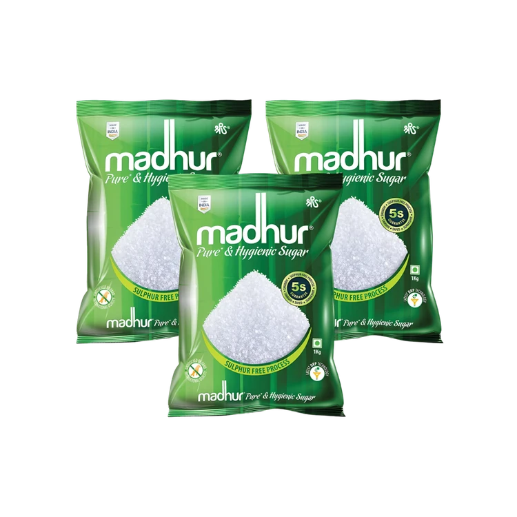 Madhur Pure & Hygienic Sulphurless Sugar - Pack of 3 (Sulphur Rahitha Sakkare)