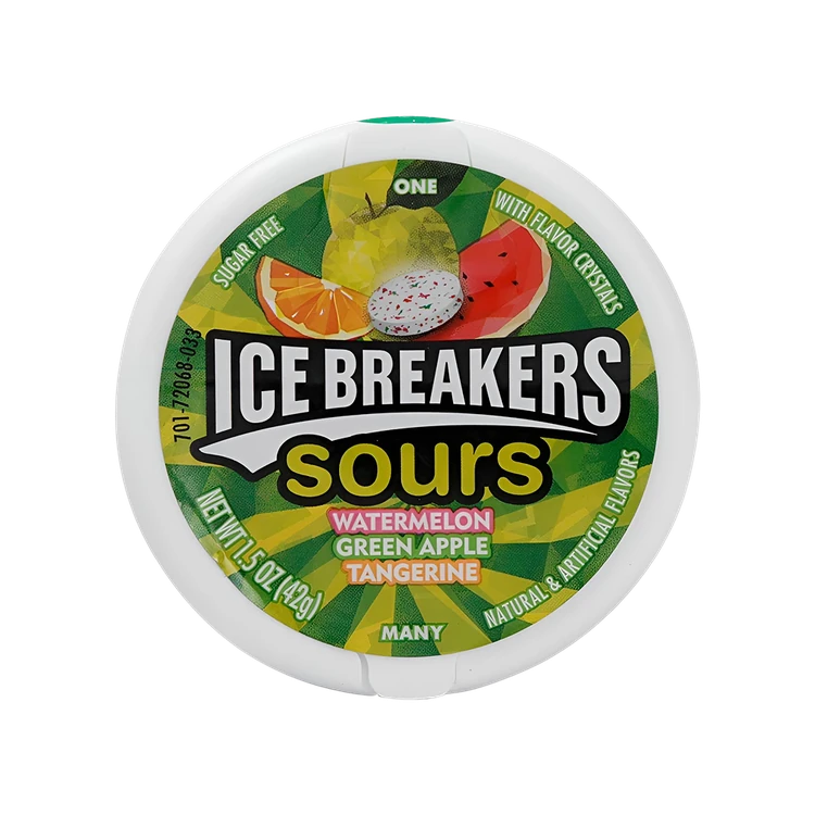 Ice Breakers Sours Mint Candies (Watermelon, Green Apple, and Tangerine)
