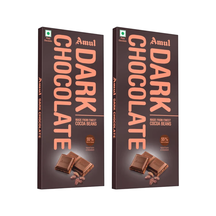 Amul 55% Cocoa Dark Chocolate Bar - Pack of 2