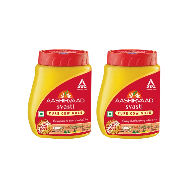 Aashirvaad Svasti Pure Cow Ghee - Pack of 2 (Hasuvina Tuppa)