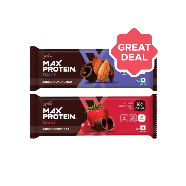 RiteBite Max Protein Daily Choco Almond Protein Bar + RiteBite Max Protein Daily Choco Berry Protein Bar Combo