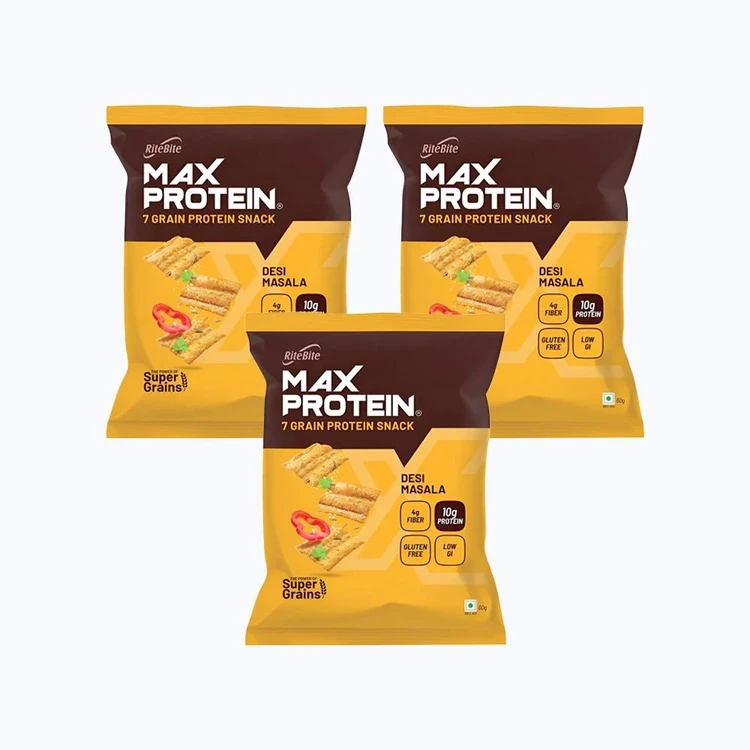RiteBite Max Protein Desi Masala 10 g Protein Multigrain Chips - Pack of 3